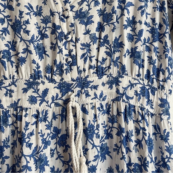 R. Vivimos Blue & White Floral Boho Maxi Dress – Tassel Waist, Size S (4/6) - Picture 8 of 13